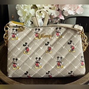 Disney Mickey Mouse Limited Edition Crossbody Faux Leather Gold chain accent.